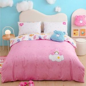 Care Bears Heart Shaped Bear Pink Reversible Duvet Cover Set, 3pcs 🛏️